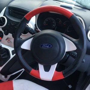 FORD KA 2008-2016 INDIVIDUAL RED AND BLACK LEATHER WITH RED STITCHING